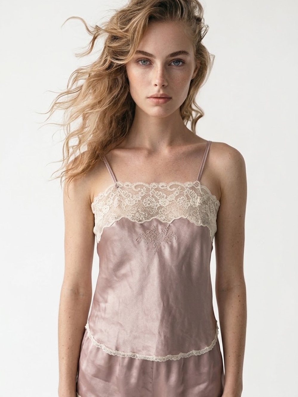 CHRISTIAN DIOR | Vintage Pink Satin Lace Camisole Dior Embroidered
